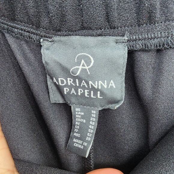 New NWT Adrianna Papell Knit Crepe‎ Drape Front Pants Black US Size 16 - Picture 9 of 10